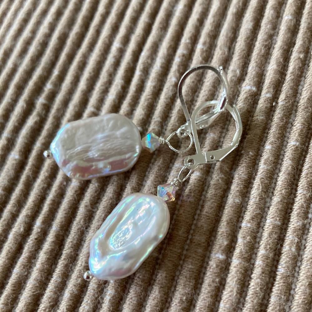 Freshwater Pearl Earrings Sterling Swarovski